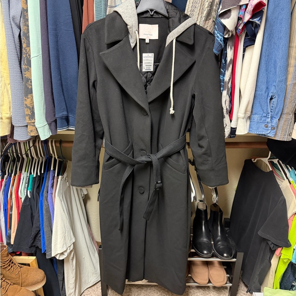 Cinq a Sept vander hooded longline coat - Picture 6 of 14